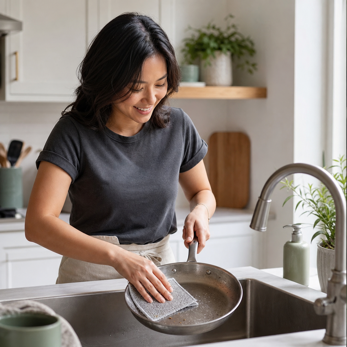 PanPure scrubber in an everyday kitchen